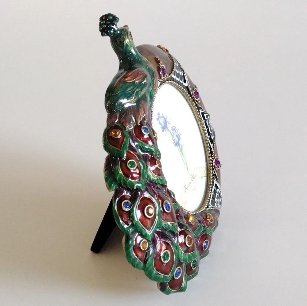 Ashleigh Manor Enameled Embellished Peacock Frame 3x3